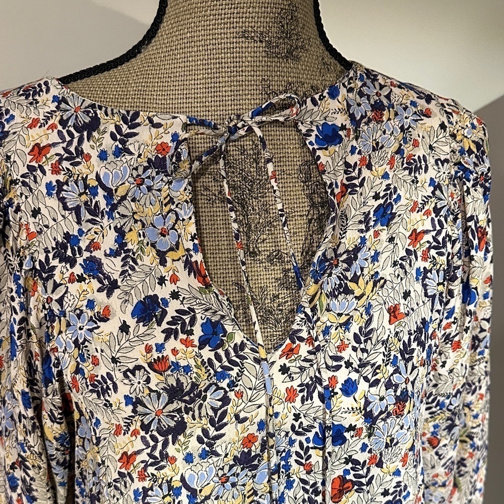 Mango Multicolor Floral Long Sleeve boho mini Dress Size 4 - Picture 6 of 12